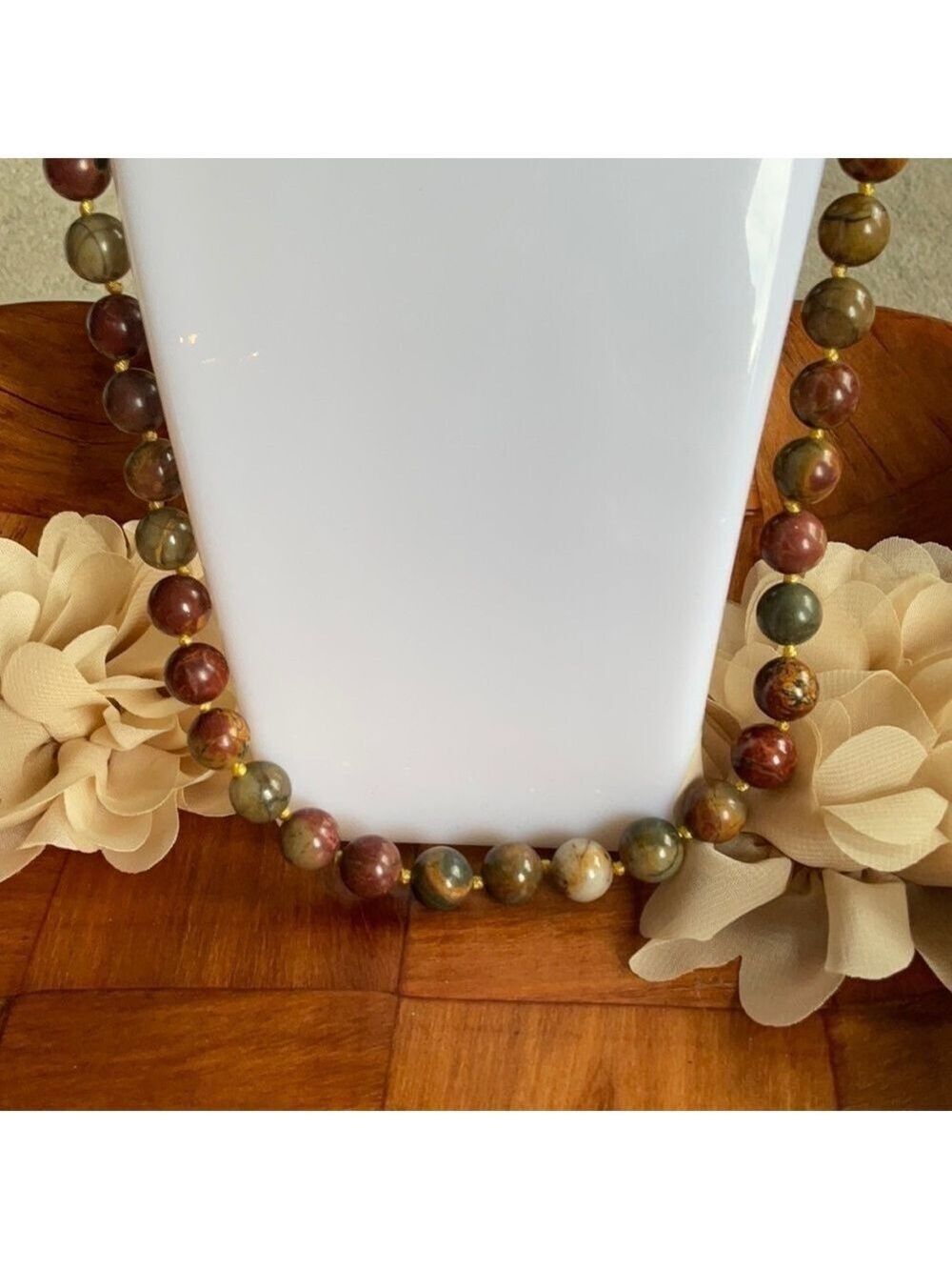 Natural Picasso Jasper 10mm Gemstone Beads Necklace